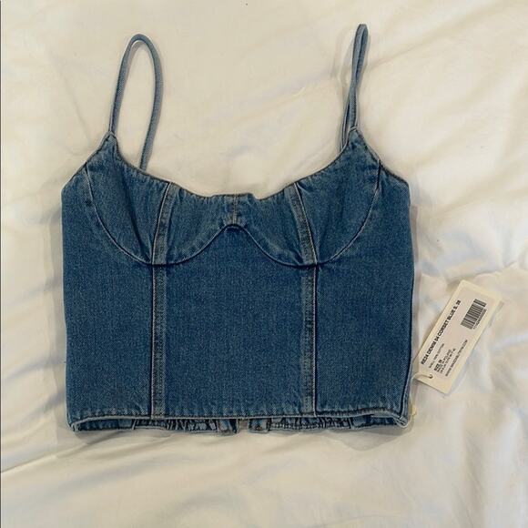 Magda Butry corset denim tank top NWT Sz US 6 - Picture 1 of 5